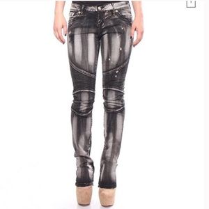 Saint Marc punk bleach detailed Moto futuristic low rise skinny jeans size 29